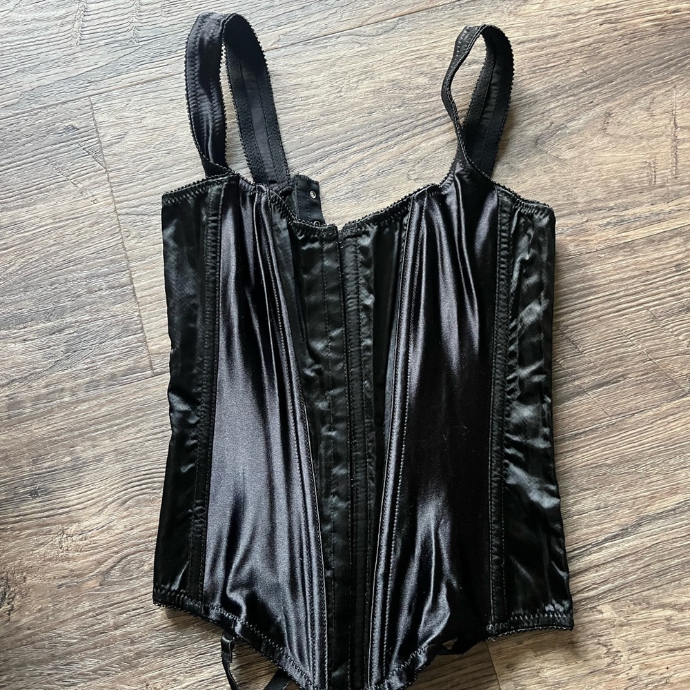 Victoria’s Secret Renaissance Elegant Black Satin Corset Small 32 New